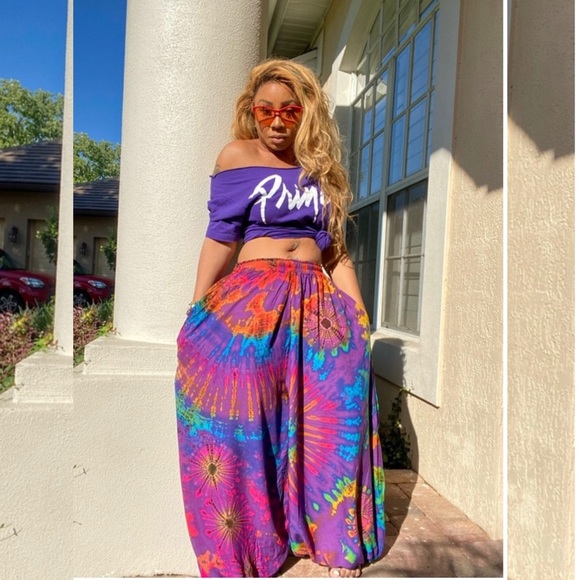 Tye Die Harem Pants -Purple - Picture 3 of 7